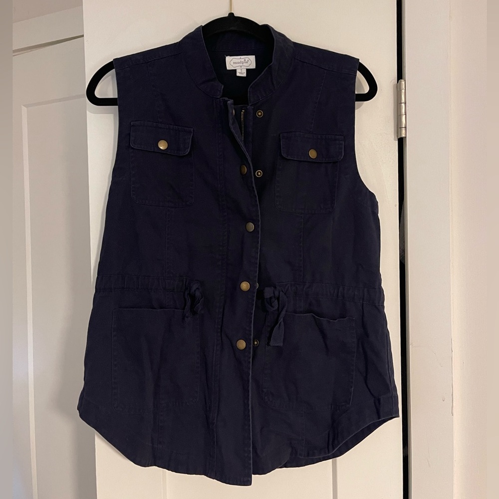 Mudpie Women's Dean Utility Vest Cinched Waist Size Small
